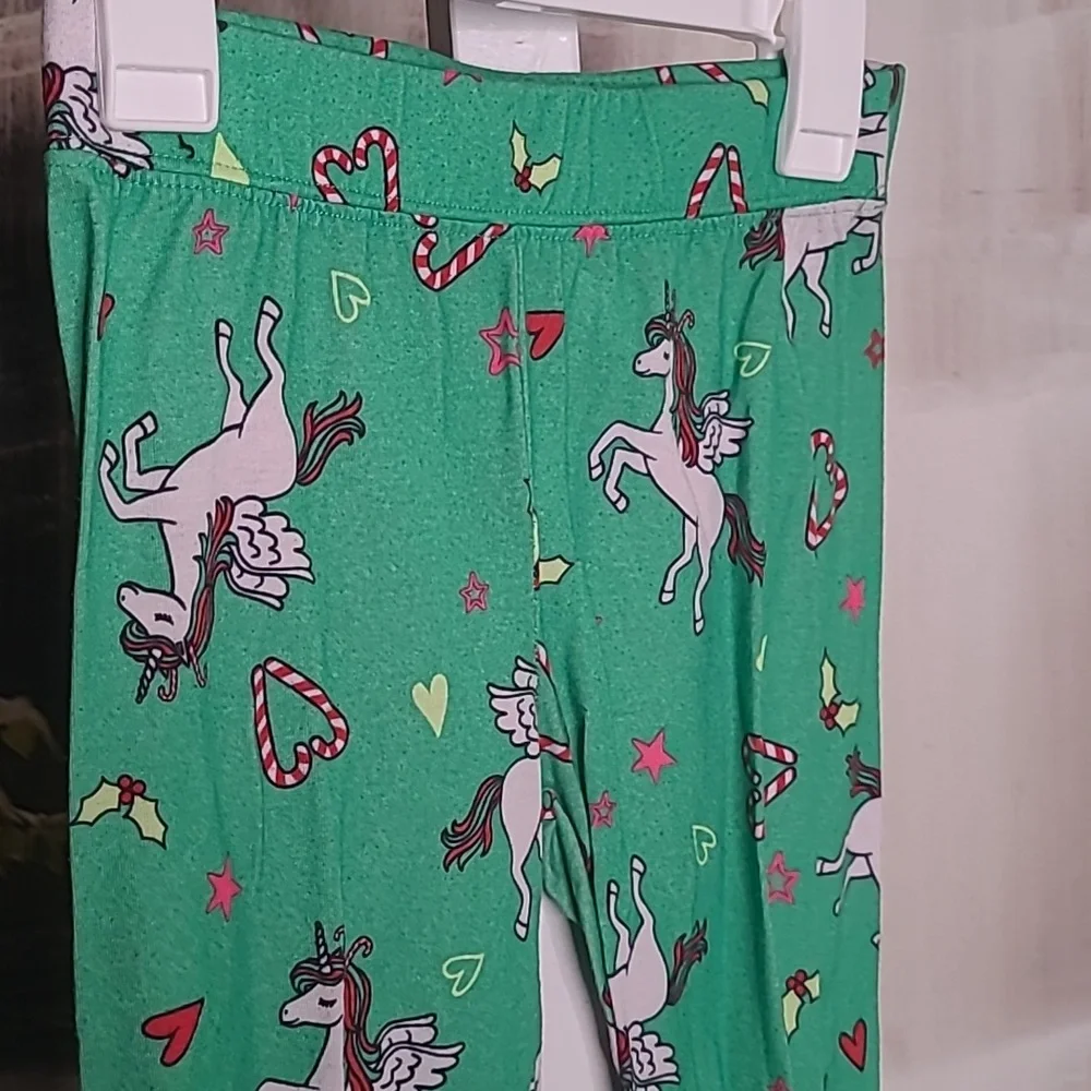 Justice Girls 10 matching set Holiday pajama pants & top unicorn Christmas Set